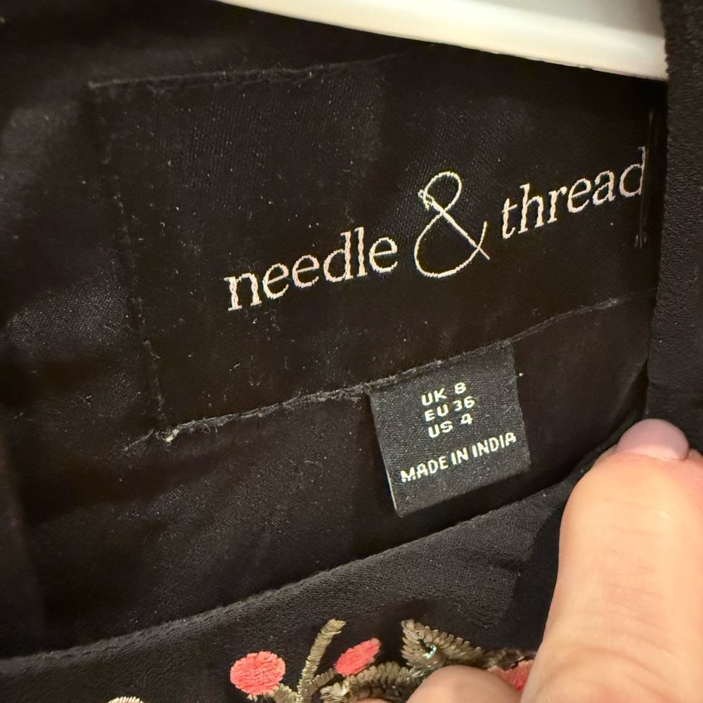 Needle & Thread Black Dress with Pink Floral Embroidery - Picture 3 of 8